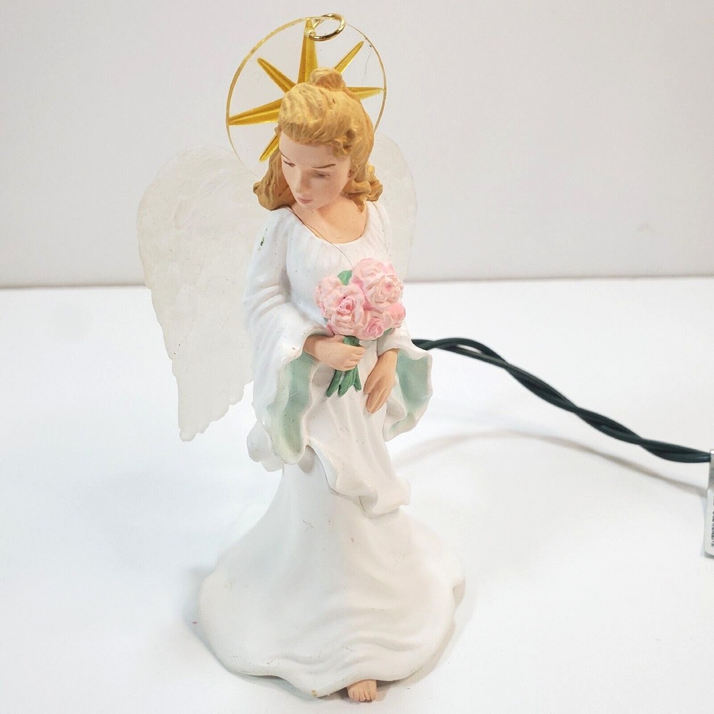 Vintage 1997 Hallmark Ladene Light Up Christmas Ornament Angel Of Peace